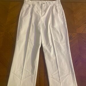 Tommy Hilfiger White Dress Pants with Straight-Leg Cut and Pleats